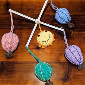 Handmade Crochet Air Balloon Crib Mobile